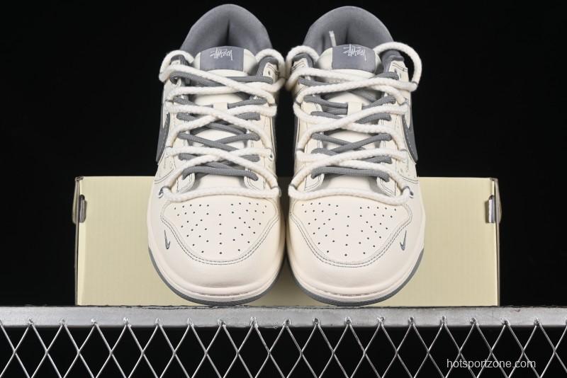 Nike SB Dunk Low Stussy Bandana Grey Check Anniversary Custom Low-Top Casual Skate Shoes - SJ2068-310