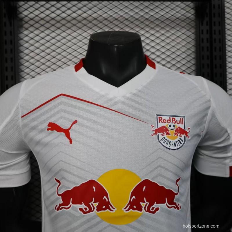 Player Version 25/26 RB Leipzig White with Chevron Pattern and Red Bull Logo Jersey
