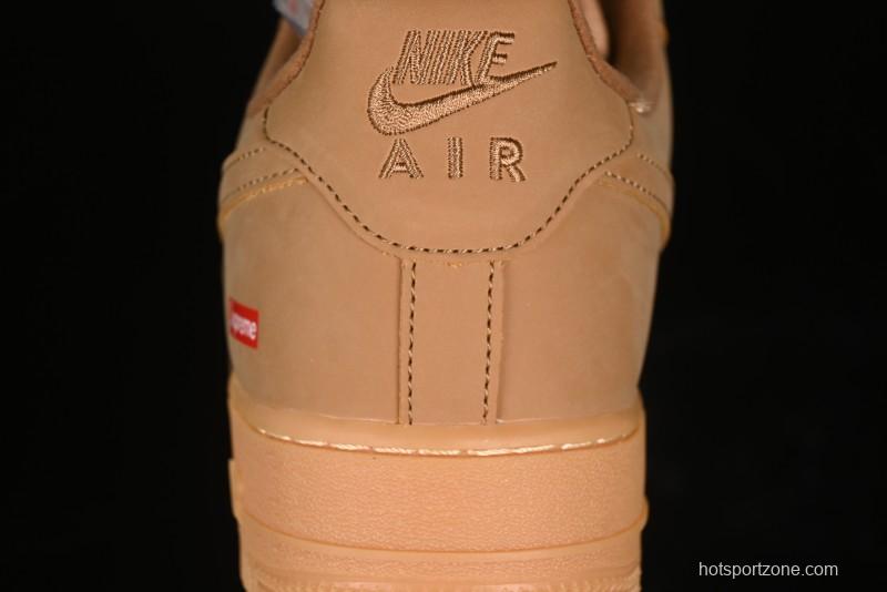 Nike Supreme x Air Force 1 Low Casual Sneakers in Wheat Suede with Full-Length Air Cushion - DN1555-200