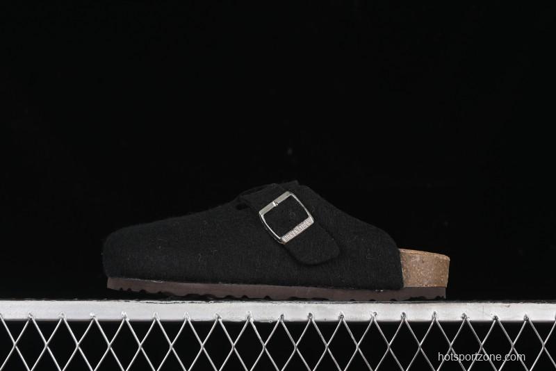 Birkenstock Half Open Toe Sandals with Smokeless Coal Wool Upper - G.D4