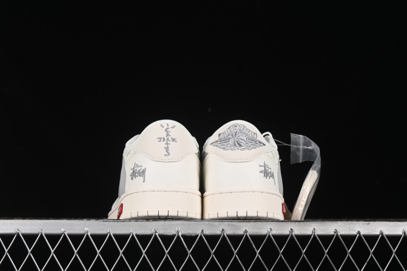 Nike Travis Scott x Fragment Design x Air Jordan 1 Low OG SP AJ1 Retro Sneakers with Reverse Swoosh - SJ2068-115