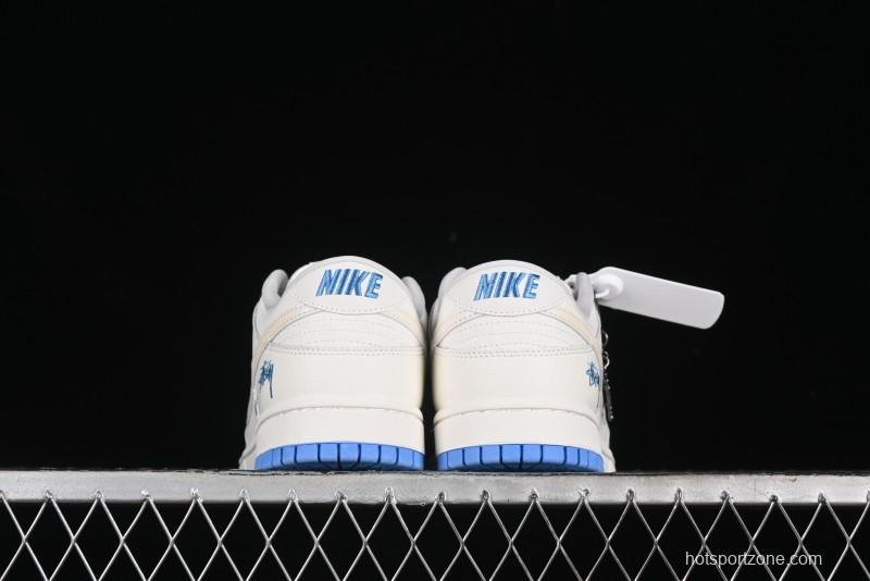 Nike SB Dunk Low Stussy Series - Woven Colorful White Swoosh Anniversary Custom Low-Top Casual Skate Shoes - KK1888-014