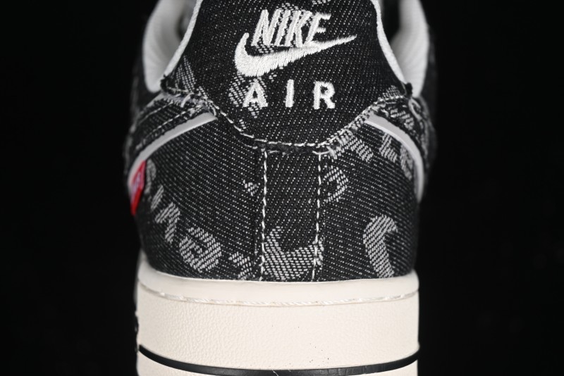 Nike Air Force 1 '07 Low Levi's Collaboration Double Swoosh Beige Black Casual Sneakers - SJ6698-001