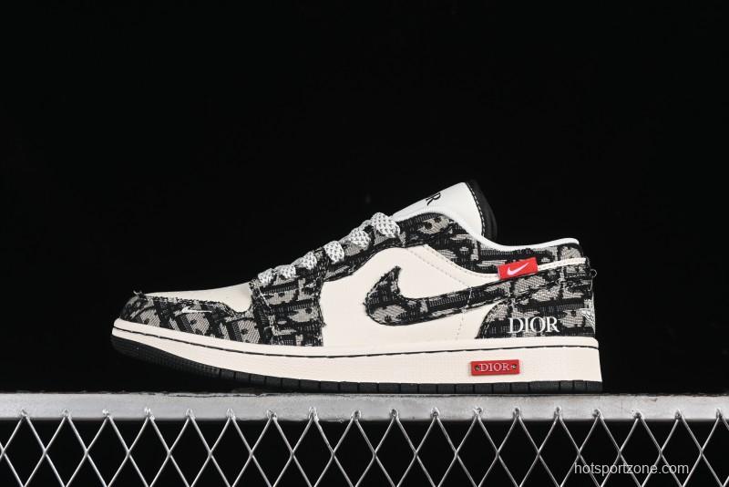 Nike Air Jordan 1 Low AJ1 Dior Collaboration - White Black Red Label Retro Basketball Shoes - SJ9950-036