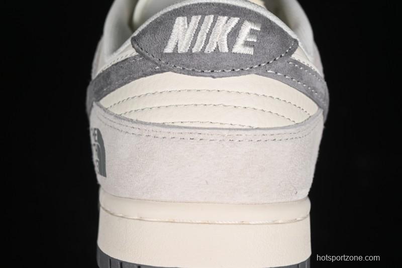 Nike SB Dunk Low The North Face Collaboration - Grey Pigskin Navy Swoosh Anniversary Custom Low-Top Casual Skate Shoes - SJ1089-009