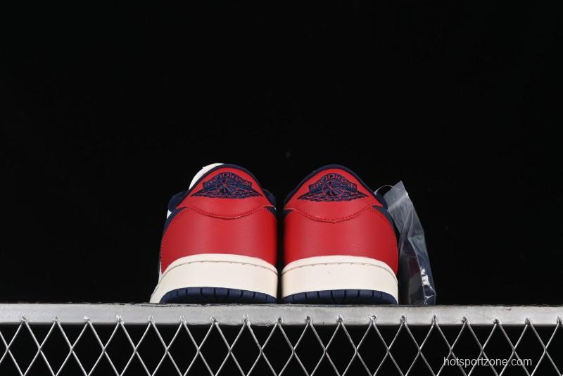 Nike Air Jordan 1 Low OG "Howard University" Casual Sneakers with Blue Toe and Red Heel - HQ2993-100