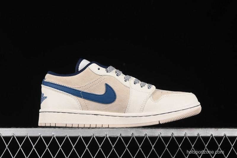 Nike Air Jordan 1 Low Stussy Collaboration - Light Beige Retro Basketball Shoes - SJ9950-027