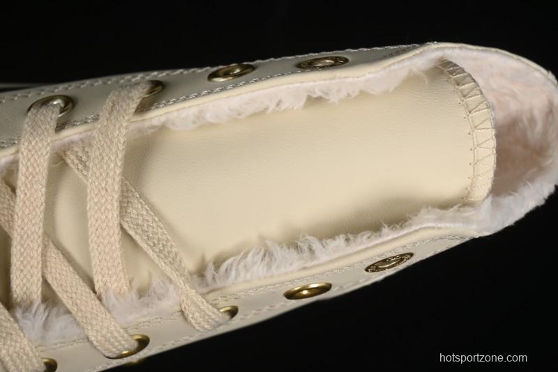 Converse Chuck 1970s Winter Waterproof Leather High-Top Sneakers with Gold Eyelets and Fleece Lining - A12443C