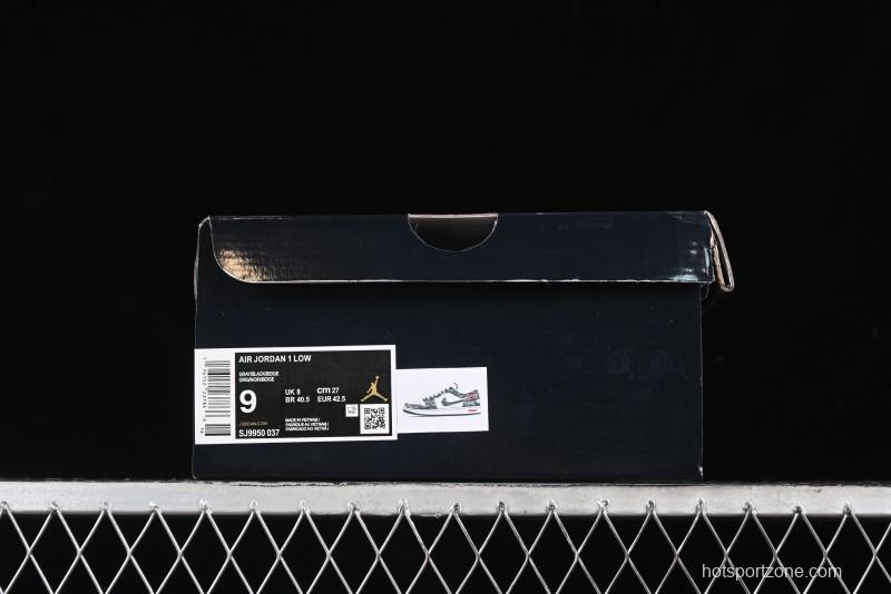 Nike Air Jordan 1 Low AJ1 Dior Collaboration - Grey Blue Red Label Retro Basketball Shoes - SJ9950-037