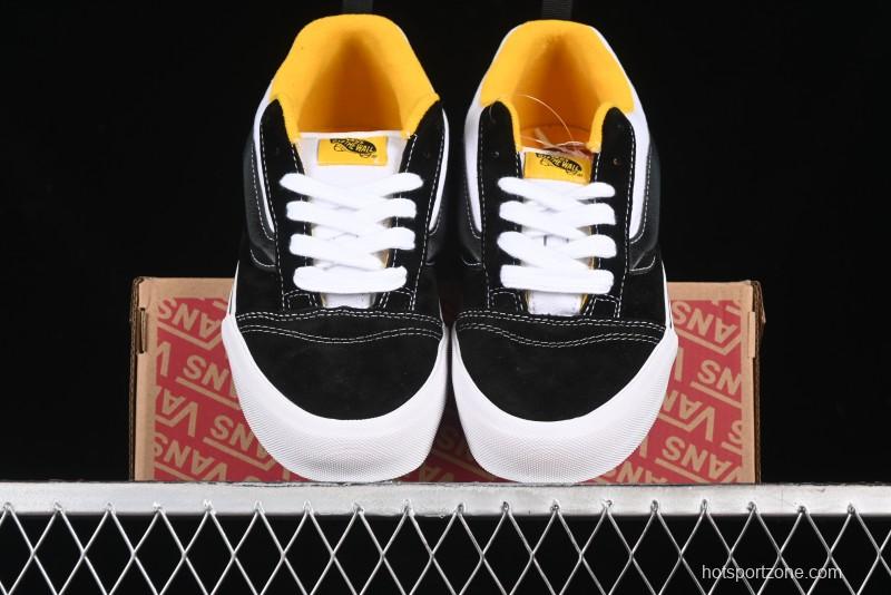 Vans Knu Skool Low-Top Retro Casual Vulcanized Slip-On Sneakers in Black White Yellow - VN000D6C6RJ