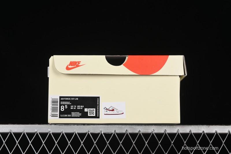 Nike Air Force 1 '07 Low Stussy Collaboration - Off White Red Lace-Up Low-Top Casual Sneakers - SJ1198-300