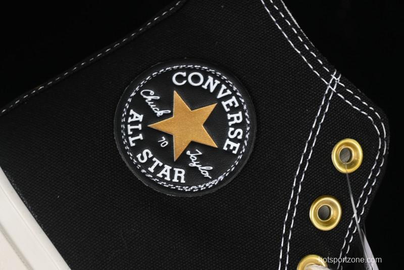 Converse Chuck 1970s High-Top Sneakers with Gold Star Accents and Classic Black & White Design - A12462C
