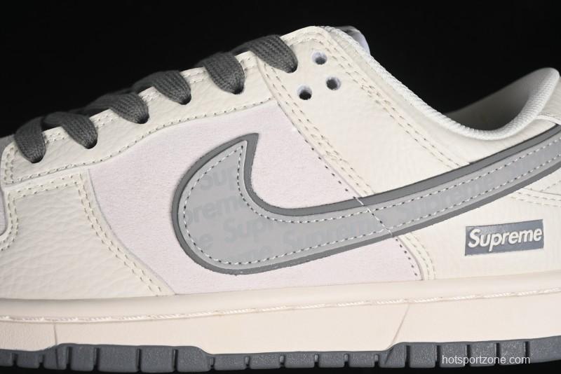 Nike SB Dunk Low Supreme Collaboration - Beige Grey Pig Anniversary High-End Custom Low-Top Casual Skate Shoes - XX2025-188