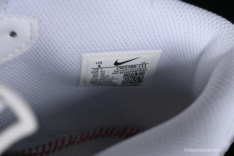 Nike Air Force 1 '07 Mid Casual Sneakers in White/Grey/Black with Hand-Painted Cracked Swoosh Shadow Detail - CW2289-111