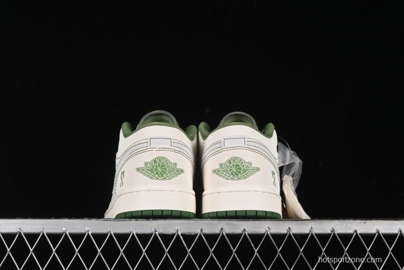 Nike Air Jordan 1 Low OFF-WHITE Collaboration - Retro Basketball Shoes with Beige Green Stitching - CF3688-021
