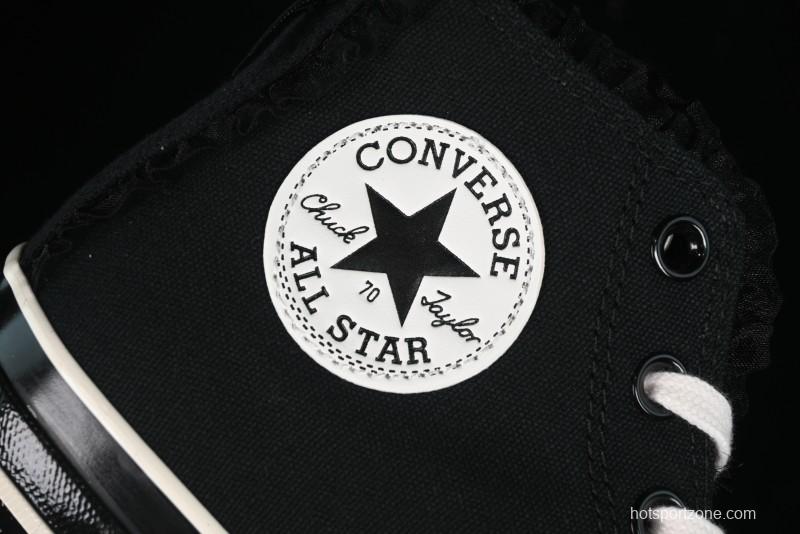 Converse Chuck 1970s High Top Canvas Shoes in Black Lace Punk Style - A10026C