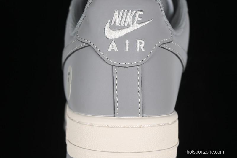 Nike Air Force 1 '07 Low Bape Collaboration - Off White Grey Low Top Casual Sneakers - BB6566-207