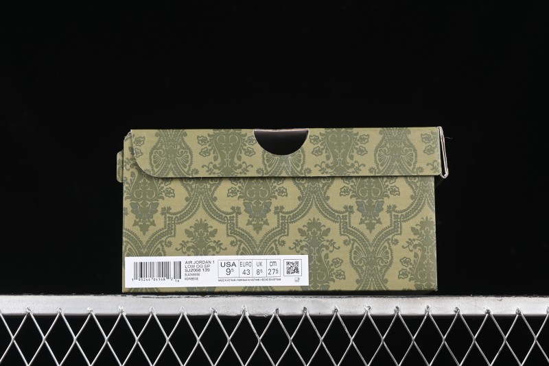 Nike Travis Scott x Fragment Design x Air Jordan 1 Low OG SP AJ1 Gucci Collaboration - Black Dragonfly Low-top Casual Sneakers - SJ2068-139