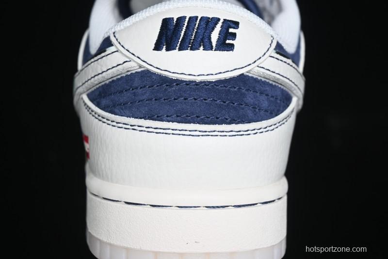 Nike SB Dunk Low Supreme Collaboration - White Blue with Crystal Outsole Anniversary High-End Custom Low-Top Casual Skate Shoes - XS1086-002