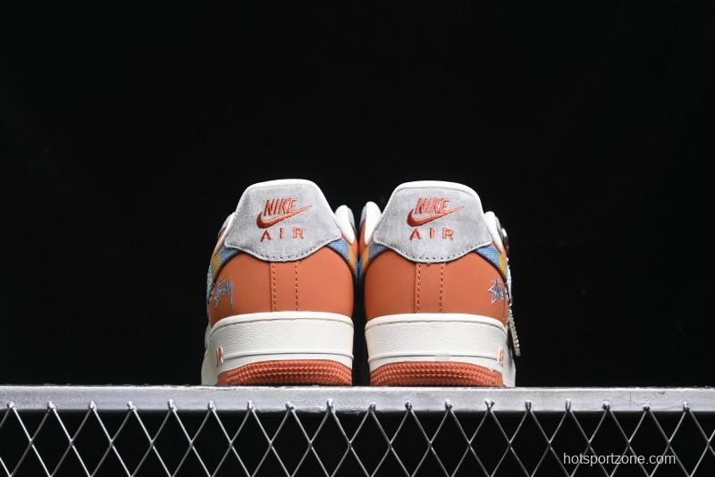 Nike Air Force 1 '07 Low Stussy Collaboration - Grey Brown Flyknit Low-Top Casual Sneakers - KK1988-025