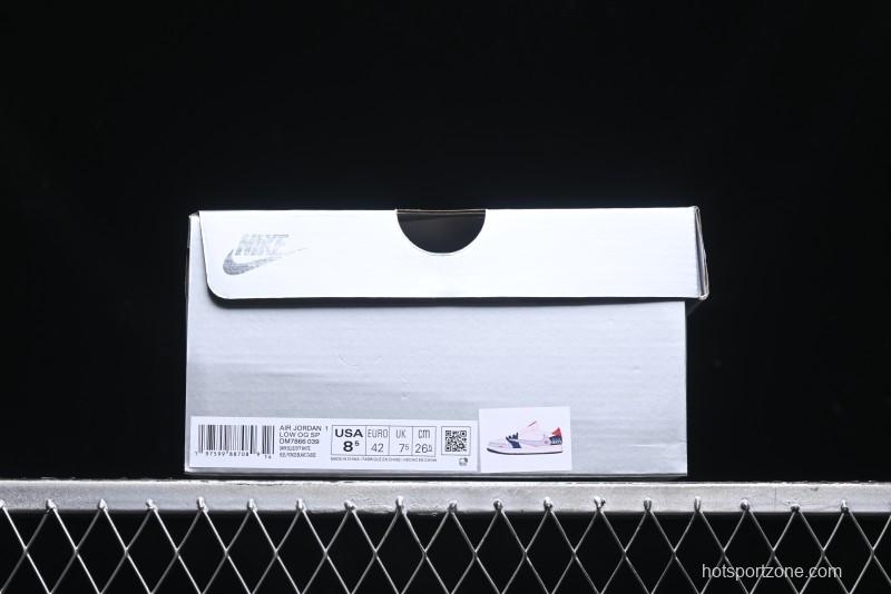 Nike Travis Scott x Fragment Design x Air Jordan 1 Low OG SP AJ1 Multi-Color Patchwork Low-Top Casual Sneakers - DM7866-039