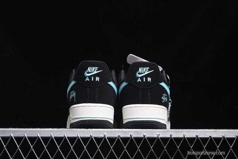 Nike Air Force 1 '07 Low Stussy Collaboration - Black Tiffany Low-Top Casual Sneakers - KK1988-030