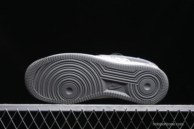 Nike Air Force 1 '07 Low Stussy Collaboration - Beige Grey Red Print Casual Sneakers - XZ6188-338