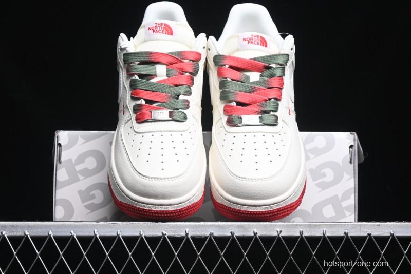 Nike Air Force 1 '07 Low The North Face Collaboration - Beige Red Green Color Block Low-Top Casual Sneakers - XZ6188-011