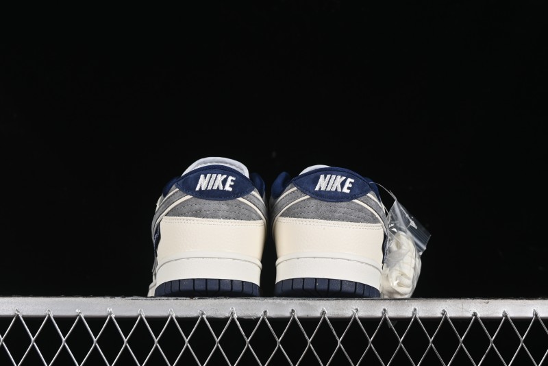 Nike SB Dunk Low Collaboration with Violent Bear - Patchwork Grey Swoosh Anniversary Custom Edition Low-Top Casual Skate Shoes - KK1333-013