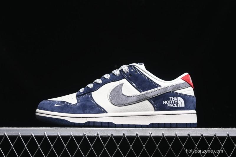 Nike SB Dunk Low The North Face Collaboration - Light Blue Grey Check Anniversary High-End Custom Low-Top Casual Skate Shoes - YX5066-251