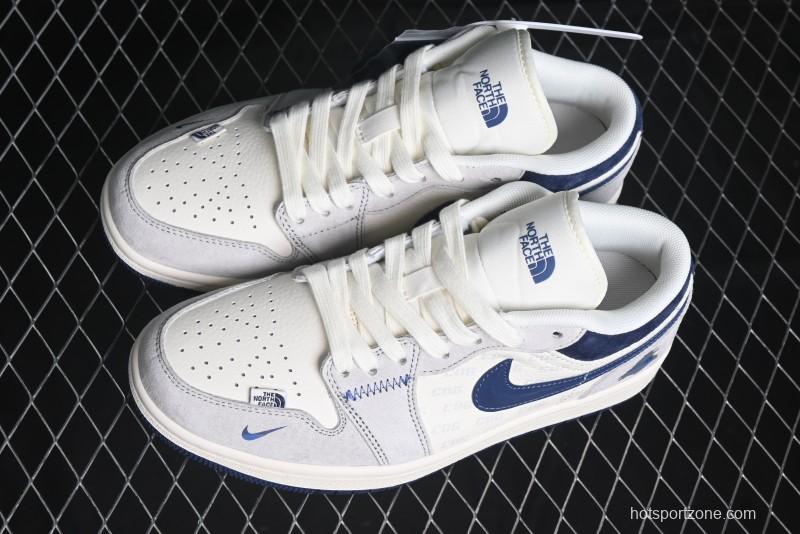 Nike Air Jordan 1 Low AJ1 The North Face Collaboration - Custom High-End Retro Basketball Shoes with Blue Swoosh - DM9188-010