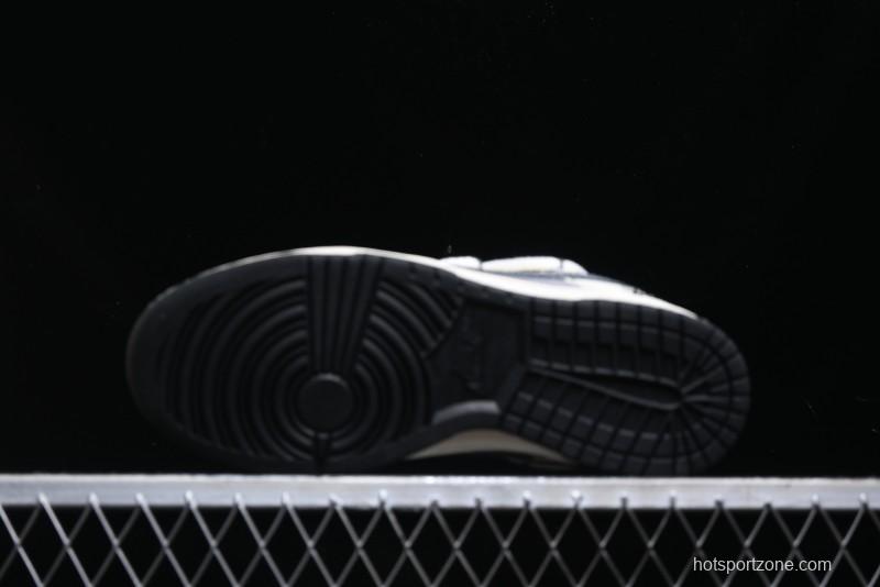 Nike SB Dunk Low Stussy Collaboration - Lace-Up Grey White Grey Check Anniversary High-End Custom Low-Top Casual Skate Shoes - YX5066-207