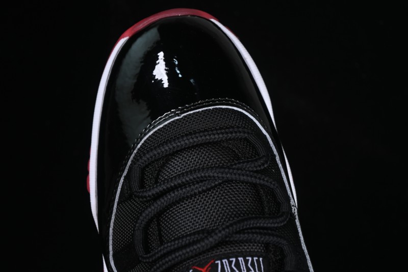 Nike Air Jordan 11 Low Bred Basketball Shoes with Patent Leather and Carbon Fiber - FV5104-006