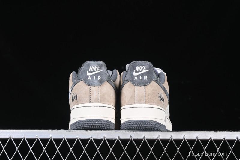 Nike Air Force 1 '07 Low Stussy Collaboration - Lambskin Brown Low-Top Casual Sneakers - XZ6188-888
