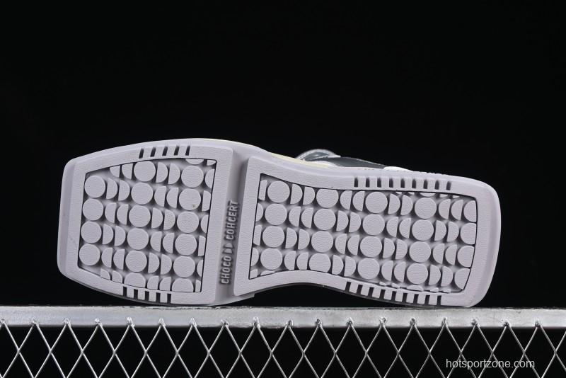 Choco Concert Leather Asymmetrical Fashion Sneakers Silver White - AJE5