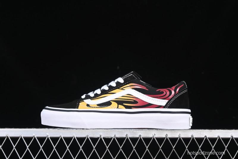 Vans Old Skool Flame Red Low-Top Casual Skate Shoes - VN000CQDBA5