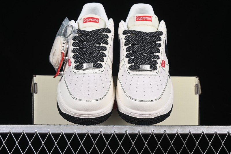 Nike Air Force 1 '07 Low Supreme Collaboration Casual Sneakers in Beige Black Red - BB7518-019