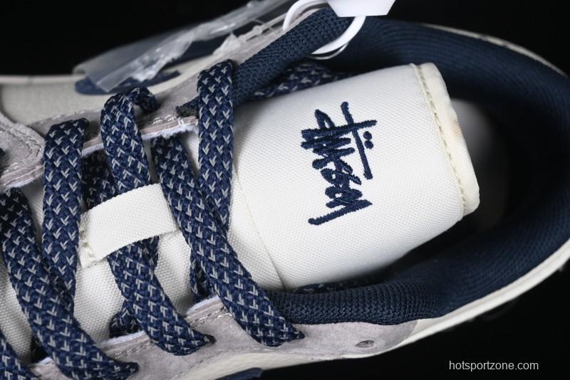 Nike Air Jordan 1 Low Stussy Collaboration Blue Suede Retro Basketball Shoes - SJ9950-035