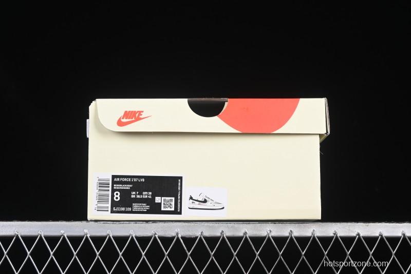 Nike Air Force 1 '07 Low Stussy Collaboration Beige Black Drawstring Casual Sneakers - SJ1198-109