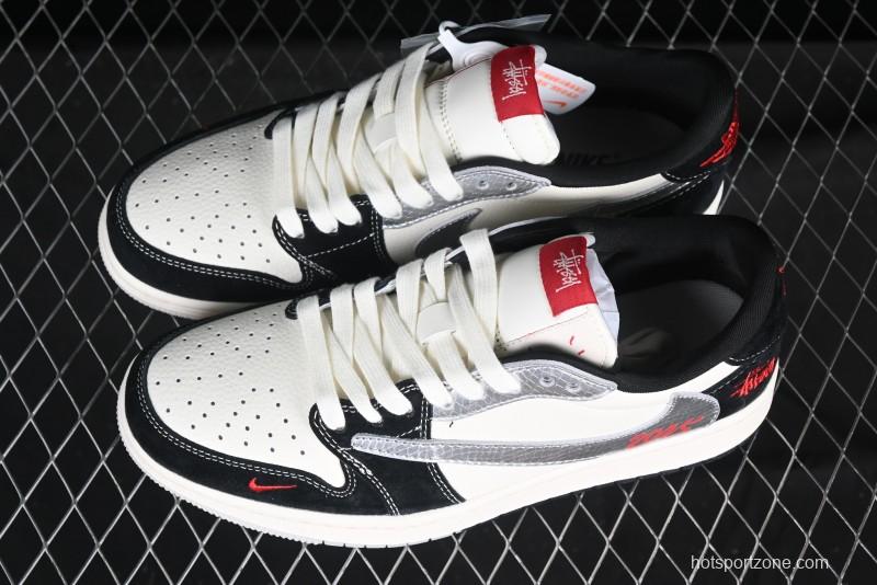 Nike Travis Scott x Fragment Design x Air Jordan 1 Low OG SP AJ1 Retro Sneakers with Unique Collaboration Design - DM9288-007