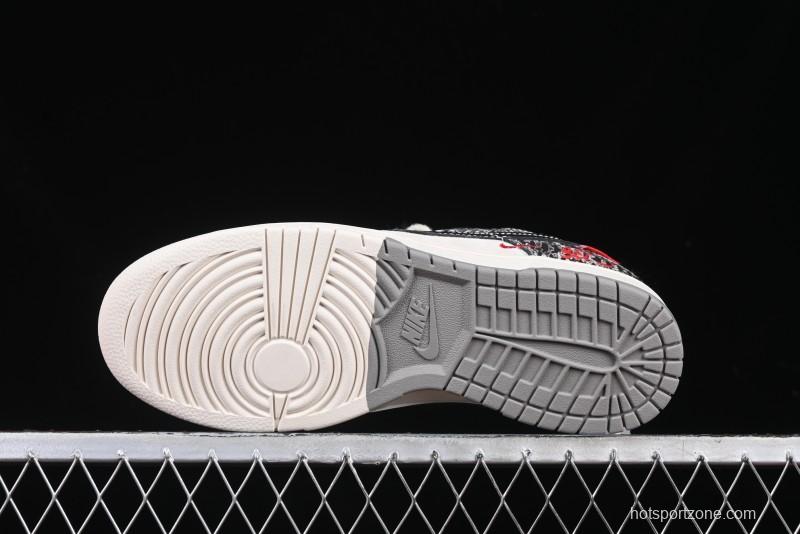 Nike SB Dunk Low Year of the Snake Series Snake Scale Black Swoosh Custom Low-Top Casual Skate Shoes - YX5066-272