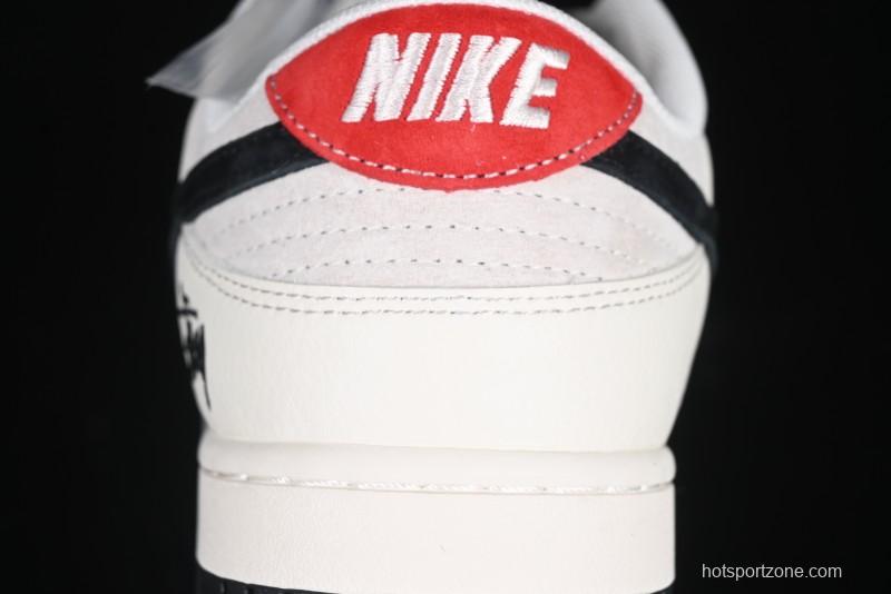 Nike SB Dunk Low Stussy Collaboration Black Blue Suede Anniversary Custom Low-Top Casual Skate Shoes - XS1086-013