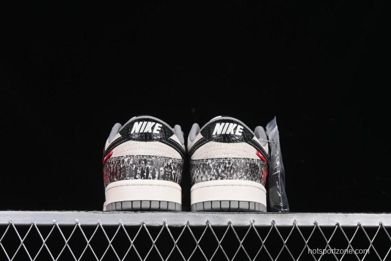 Nike SB Dunk Low Year of the Snake Series Snake Scale Black Swoosh Custom Low-Top Casual Skate Shoes - YX5066-272