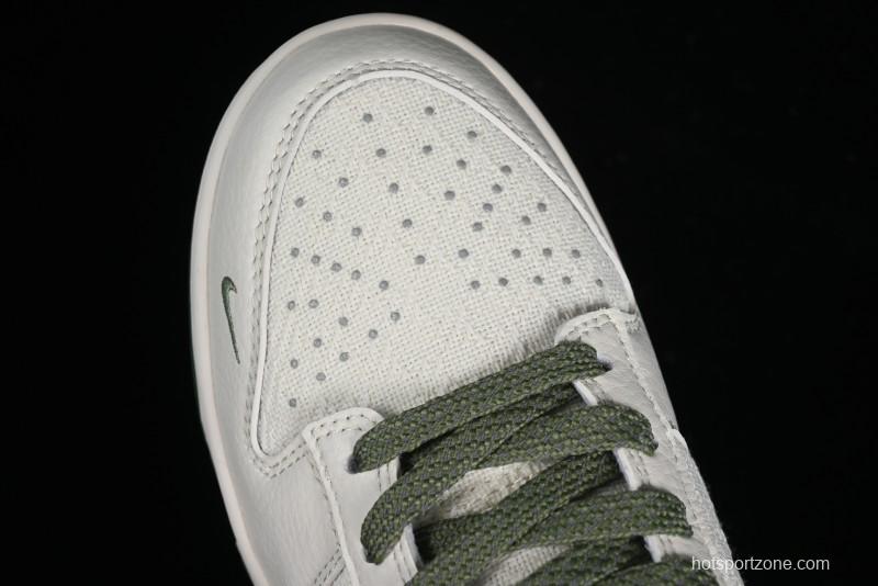 Nike SB Dunk Low Gucci Collaboration - Beige Green Woven Fabric Anniversary High-End Custom Low-Top Casual Skate Shoes - DQ1098-368