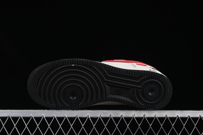 Nike Air Force 1 '07 Low Stussy Collaboration Black Stitch Red Swoosh Casual Sneakers - XS1958-518