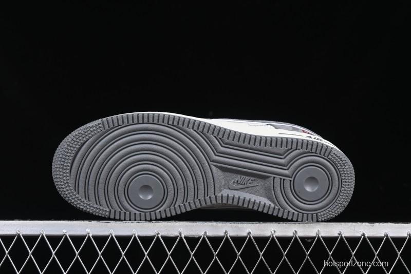 Nike Air Force 1 '07 Low Supreme Collaboration Grey Swoosh Red Tab Low-Top Casual Sneakers - CH6336-510