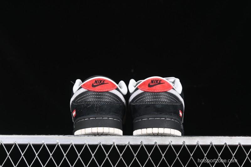 Nike SB Dunk Low Supreme Collaboration Black Grey Swoosh Anniversary Custom Low-Top Casual Skate Shoes - XS1086-011