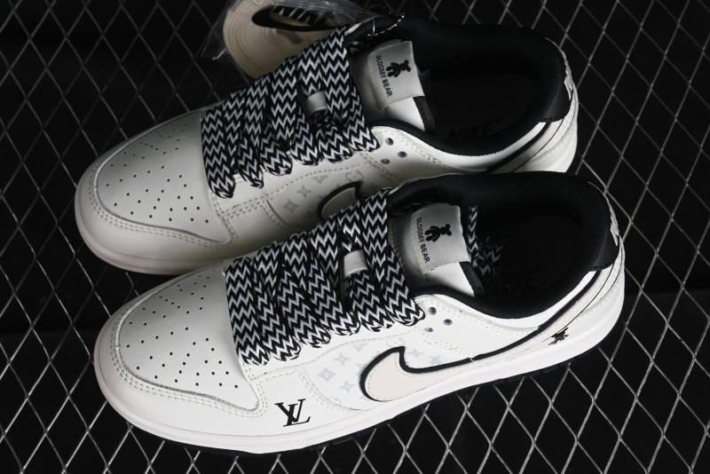 Nike SB Dunk Low LV Collaboration - Beige Black Violent Bear Anniversary High-End Custom Low-Top Casual Skate Shoes - SJ2068-239