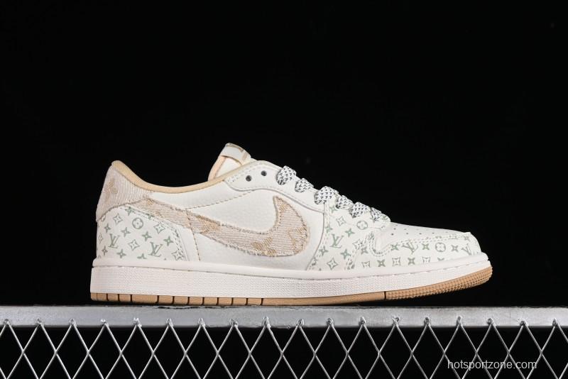 Nike Air Jordan 1 Low OG SP Travis Scott x Fragment Design Retro Sneakers with Reverse Swoosh - SJ2068-006