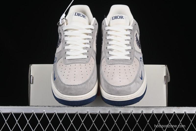 Nike Air Force 1 '07 Low Dior Collaboration Grey Blue Ghost Face Casual Sneakers - KK1988-044
